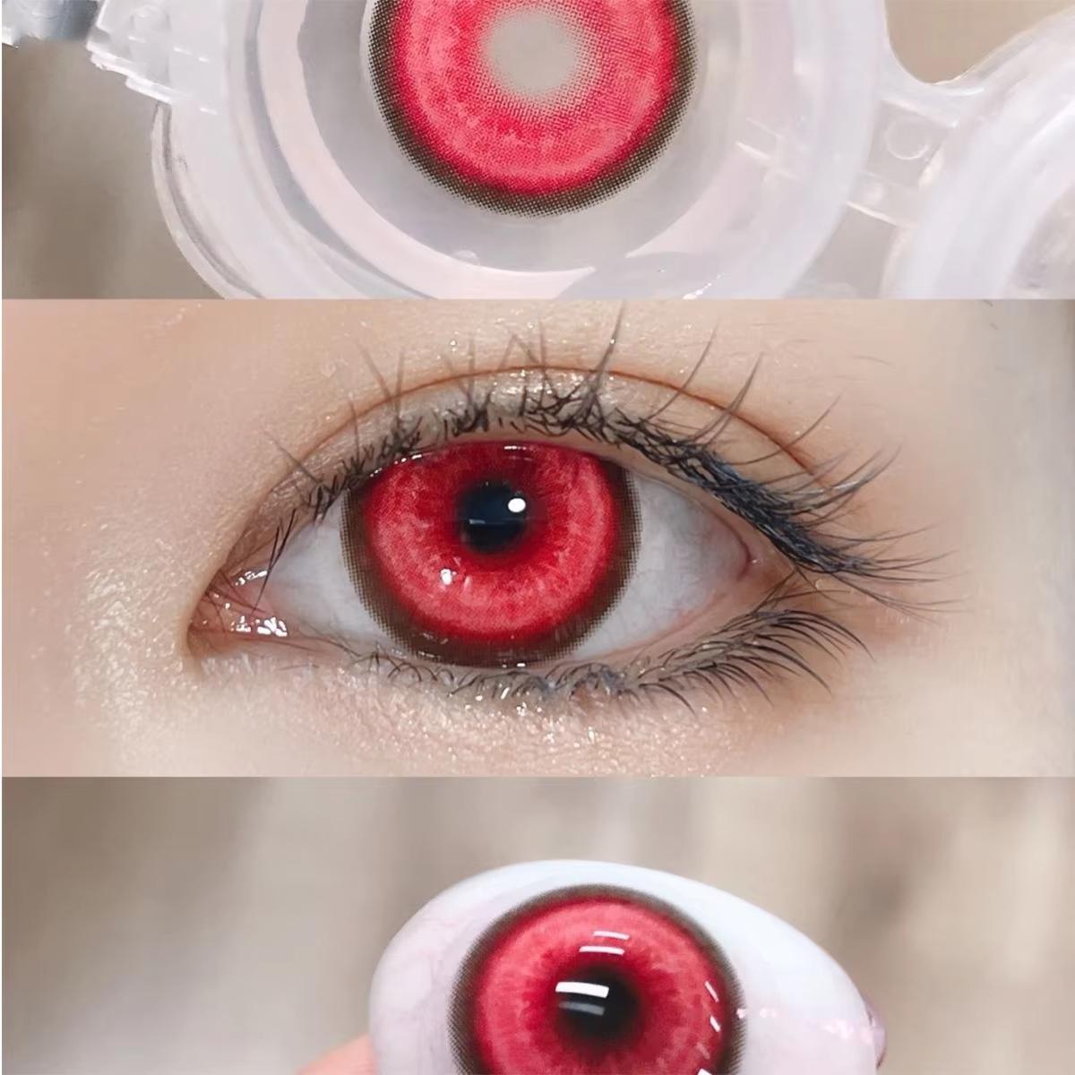 1pair Cosplay Red Gray Pink Colored Contact Lenses Halloween Scary lens Softlens 14.5mm