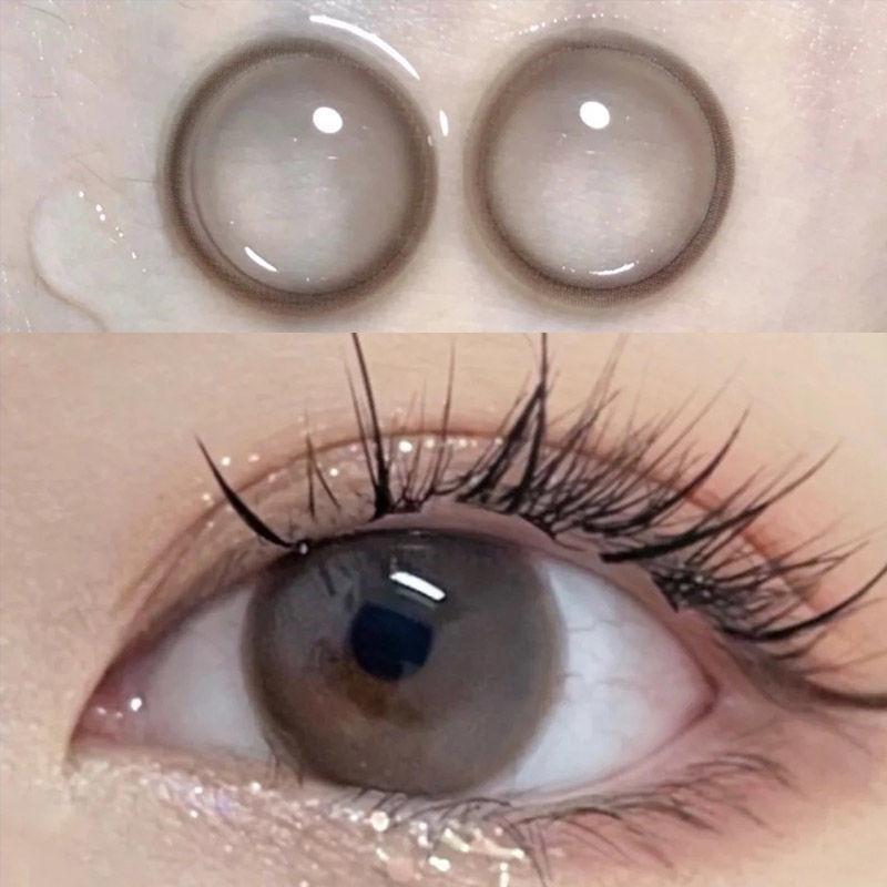 1pair Collagen Gray Brown Colored Contact Lenses 14.2mm 12months