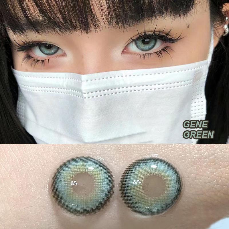 1pair GrayGreen Colored Contact Lenses Cosmetic Softlens 14.2mm