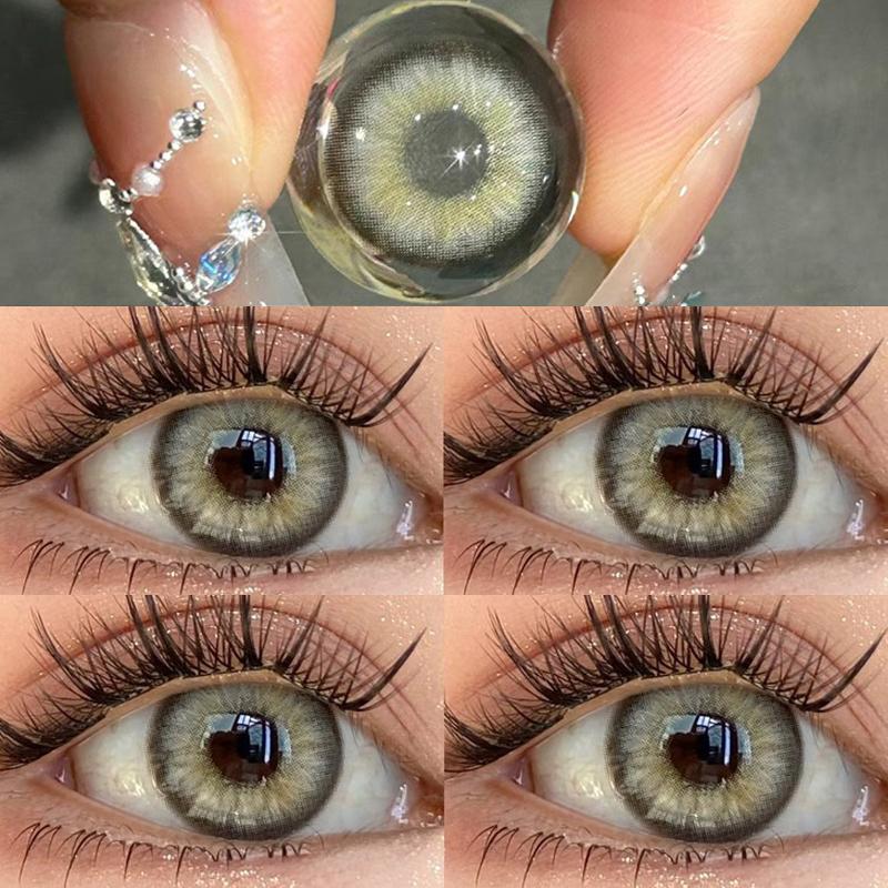 1pair GrayGreen Colored Contact Lenses Cosmetic Softlens 14.2mm