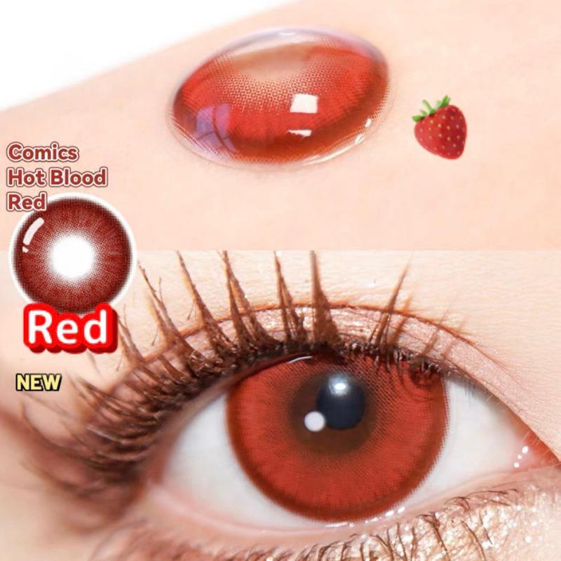 1pair Cosplay Color Contact Lenses Coloured Halloween Softlens Red Vampire Pupil 12months 1pair