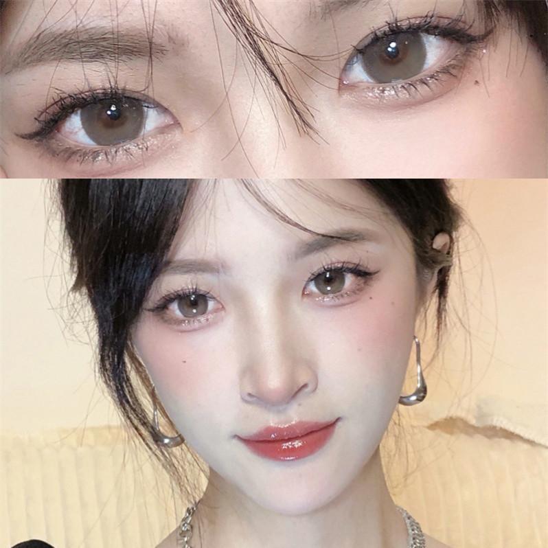 1pair Collagen Gray Brown Colored Contact Lenses 14.2mm 12months