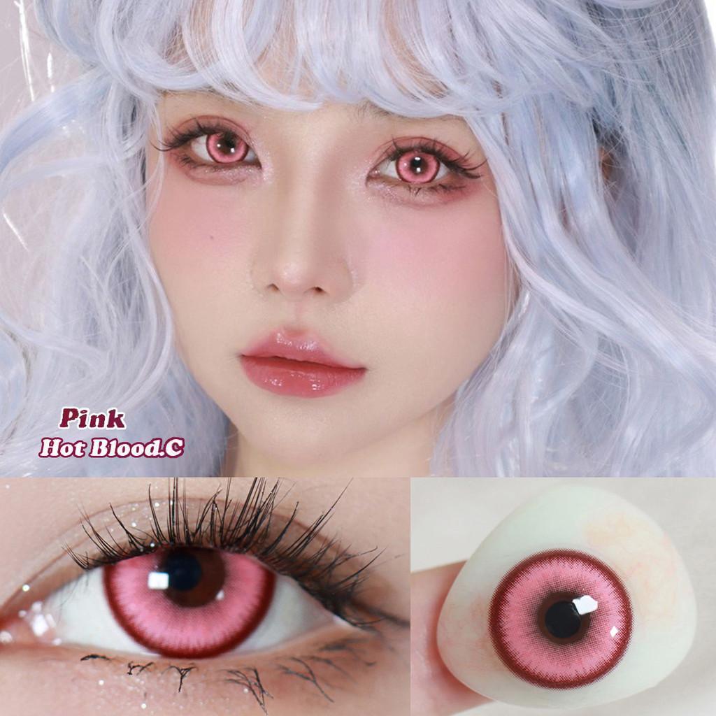 Graded 1pair Anime Cosplay Color Contact Lenses Pink Pupil Softlens Halloween 14.5mm