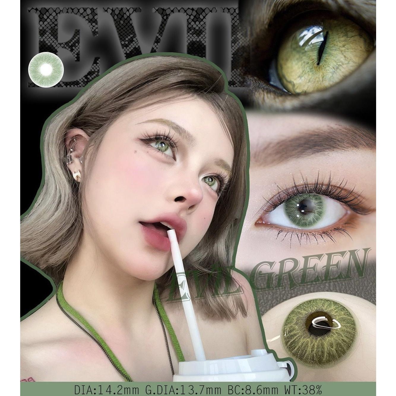 1pair Snake Queen Green Colored Contact Lenses 14.4mm
