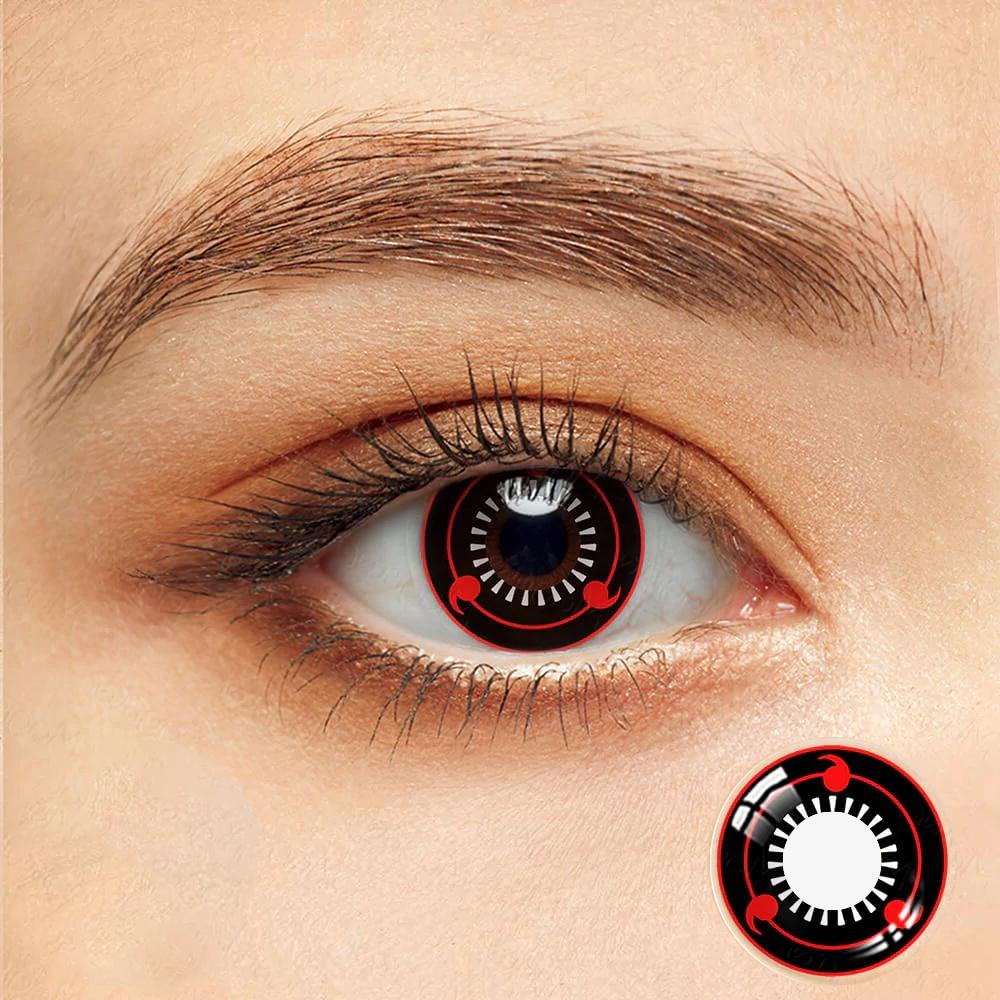 1pair Red Color Contact Lenses Naruto Uchiha Sharingan Itachi Sasuke Kakashi Madara Cosplay Anime Accessories