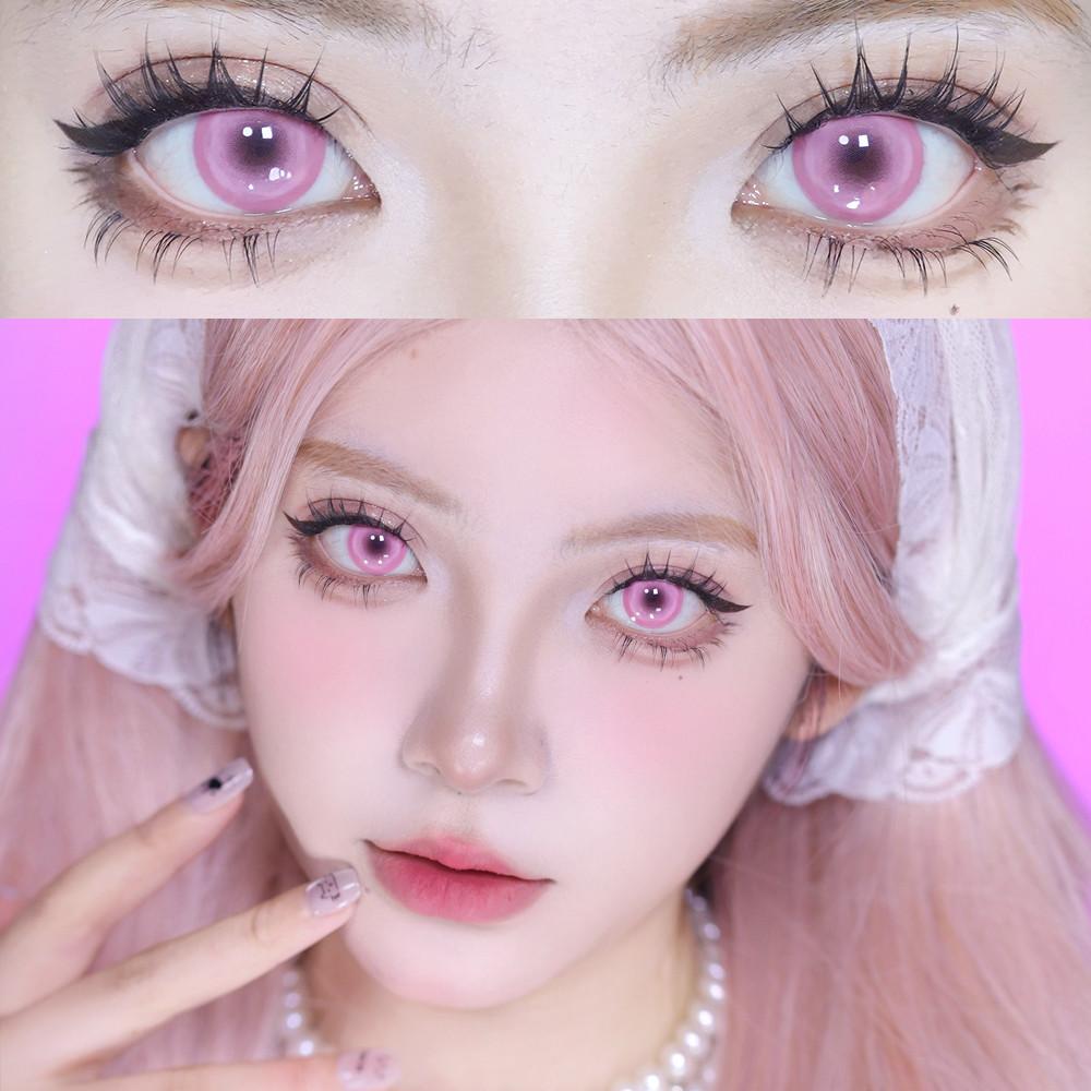 1pair Cosplay Red Gray Pink Colored Contact Lenses Halloween Scary lens Softlens 14.5mm
