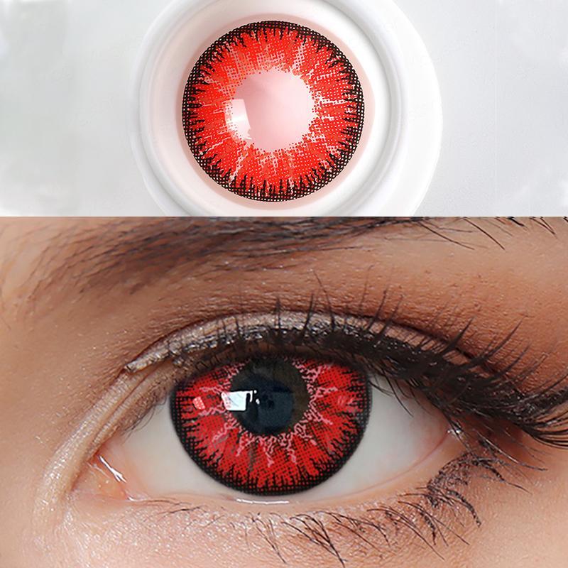 1pair Cosplay Color Contact Lenses Coloured Halloween Softlens Red Vampire Pupil 12months 1pair