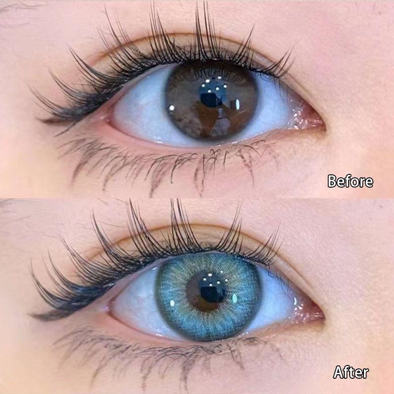 1pair GrayGreen Colored Contact Lenses Cosmetic Softlens 14.2mm