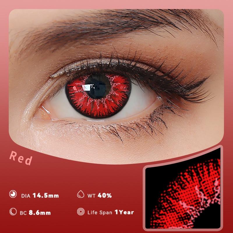 2pcs Cosplay Colored Contact Lenses Eyemakeup Coloured Anime Red Vampire Pupil