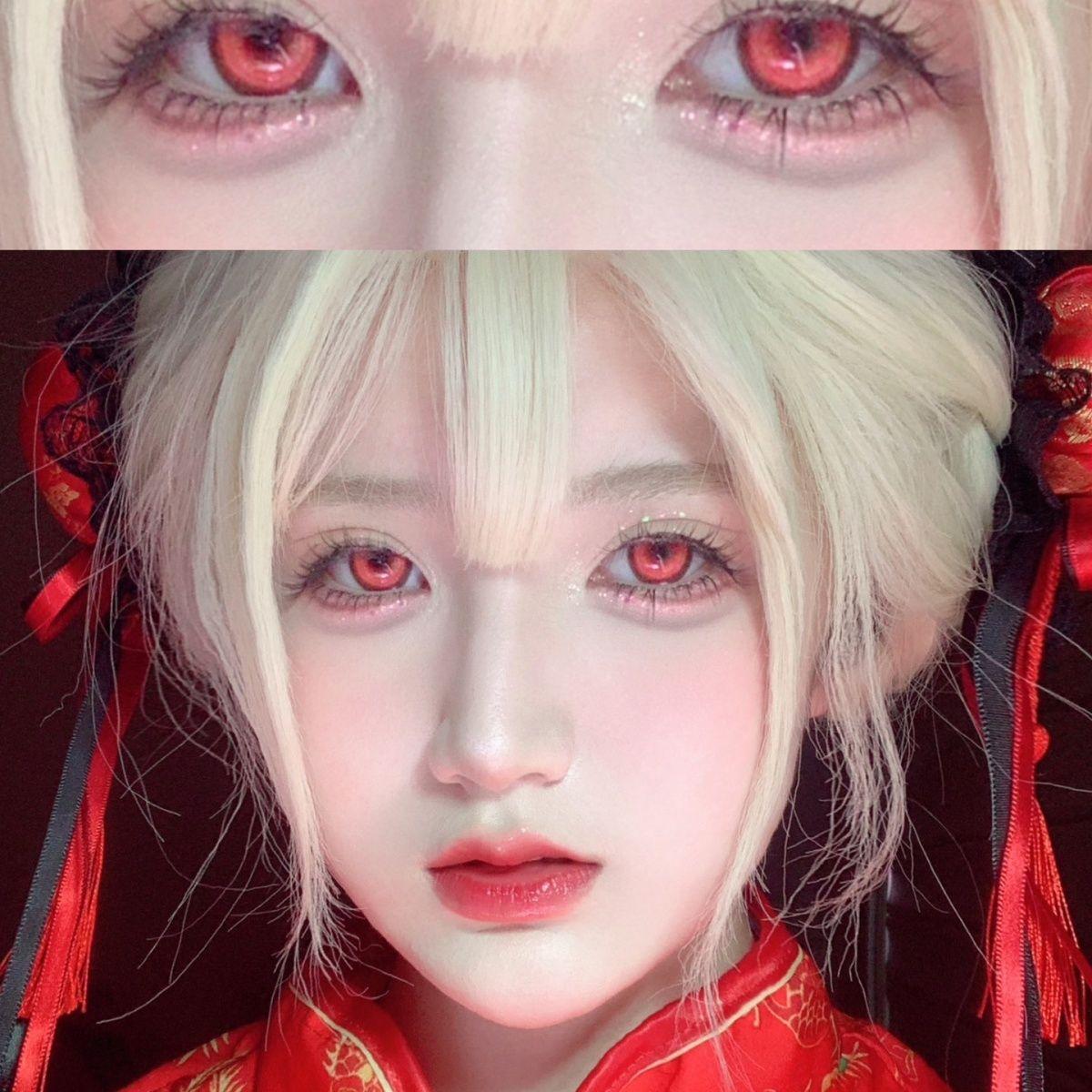 1pair Cosplay Red Gray Pink Colored Contact Lenses Halloween Scary lens Softlens 14.5mm