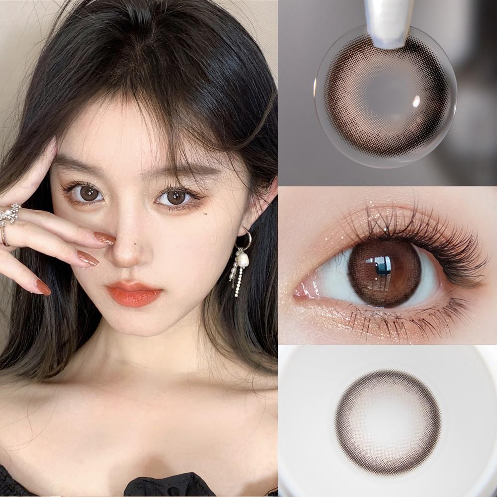 1pair Natural Gray Choco Colored Contact Lenses 14.2mm Softlens 12months