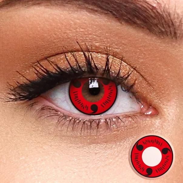 1pair Red Color Contact Lenses Naruto Uchiha Sharingan Itachi Sasuke Kakashi Madara Cosplay Anime Accessories