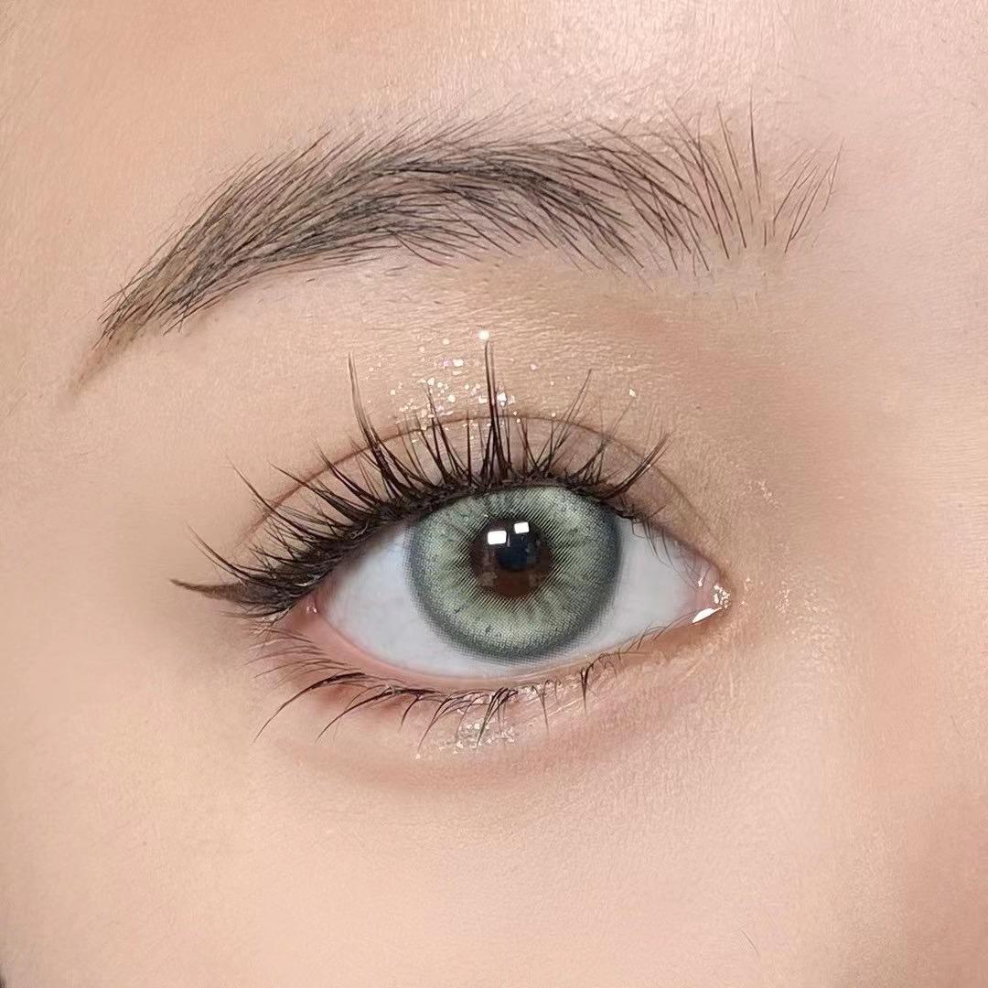 1pair Natural Green Iris Colored Contact Lenses 12months