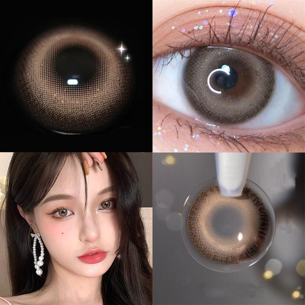 1pair Breeze Gray Brown Colored Contact Lenses 14mm Softlens