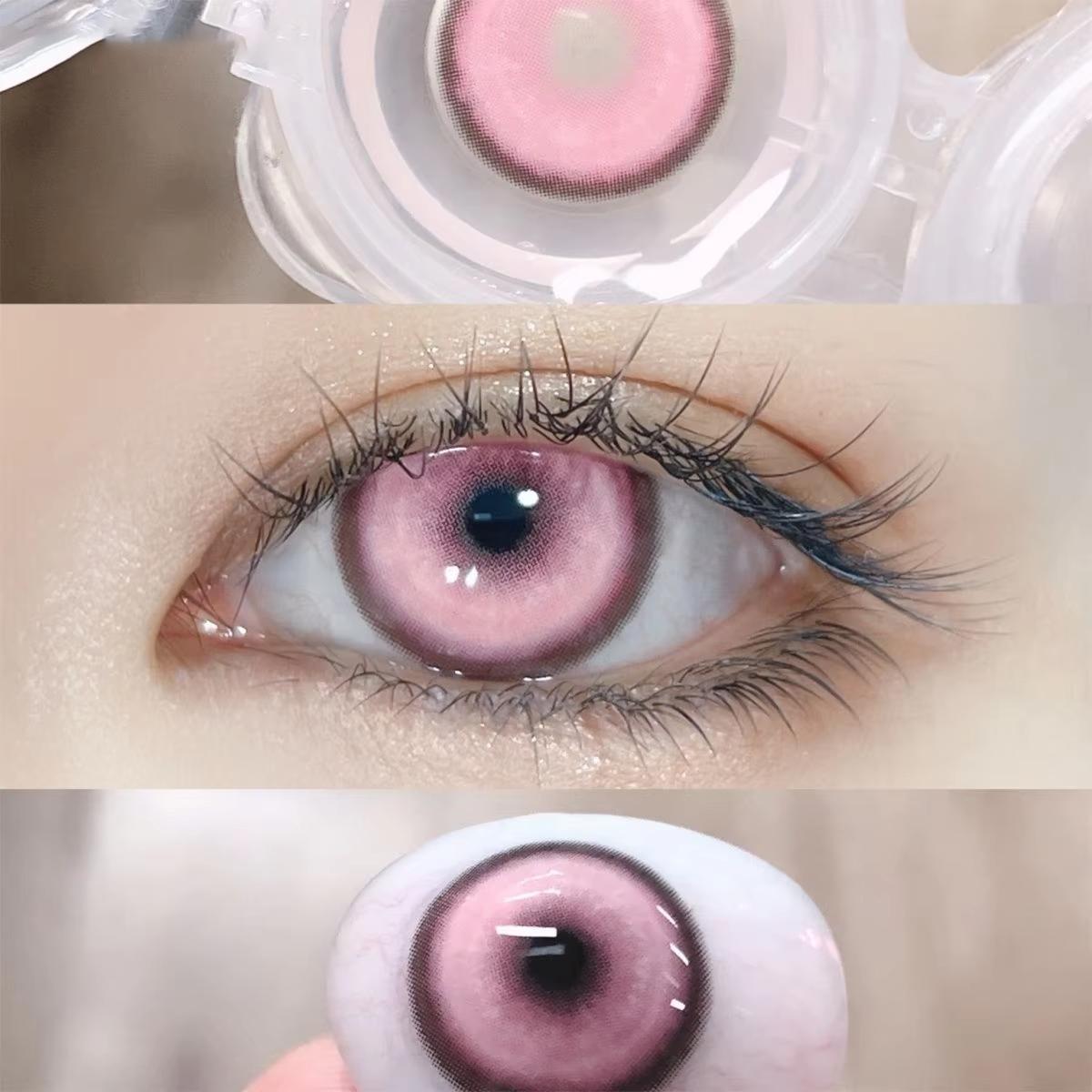 1pair Cosplay Red Gray Pink Colored Contact Lenses Halloween Scary lens Softlens 14.5mm