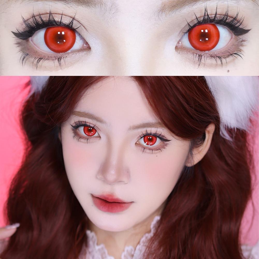 1pair Cosplay Red Gray Pink Colored Contact Lenses Halloween Scary lens Softlens 14.5mm