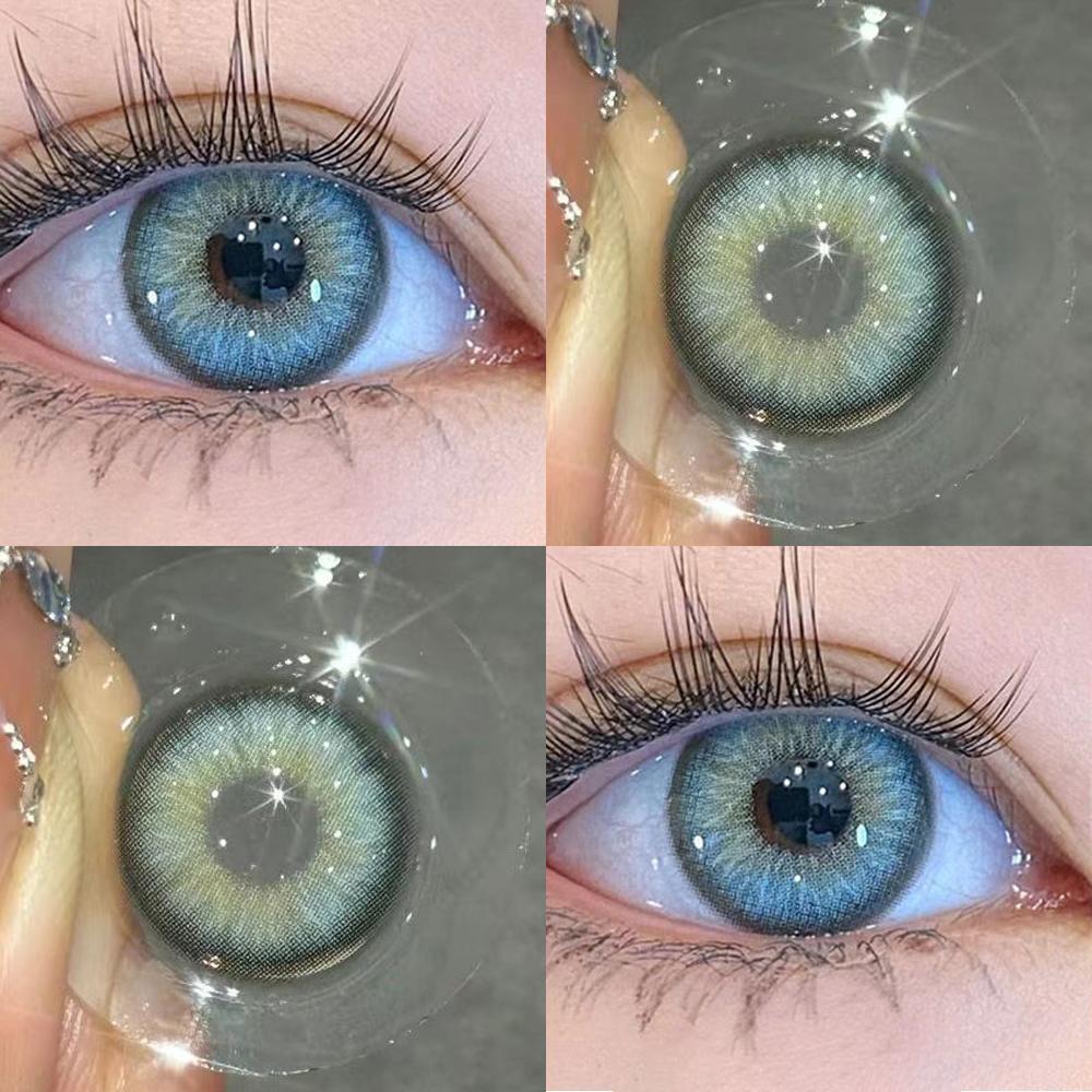 1pair GrayGreen Colored Contact Lenses Cosmetic Softlens 14.2mm