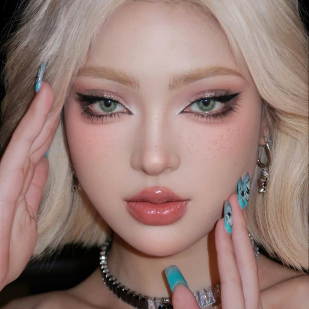 1pair Natural Green Iris Colored Contact Lenses 12months