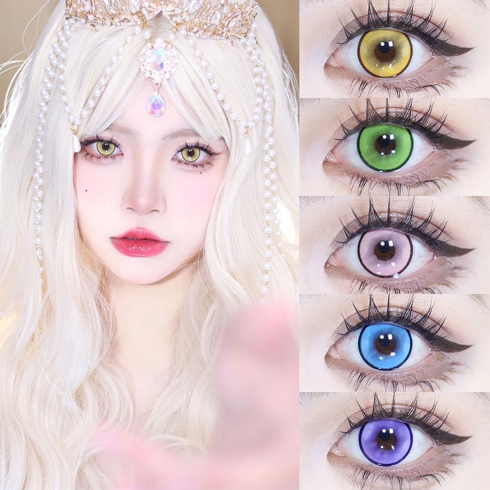 1pair Cosplay Color Contact Lenses Halloween Anime Softlens 14.5mm 6months