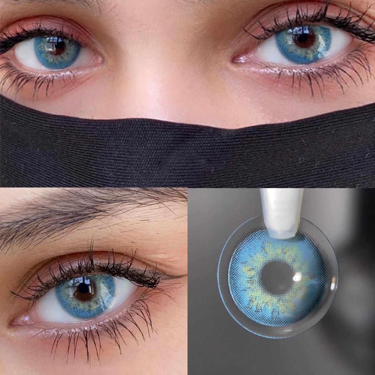 1pair Russiangirl Gray Blue Colored Contact Lenses 14mm