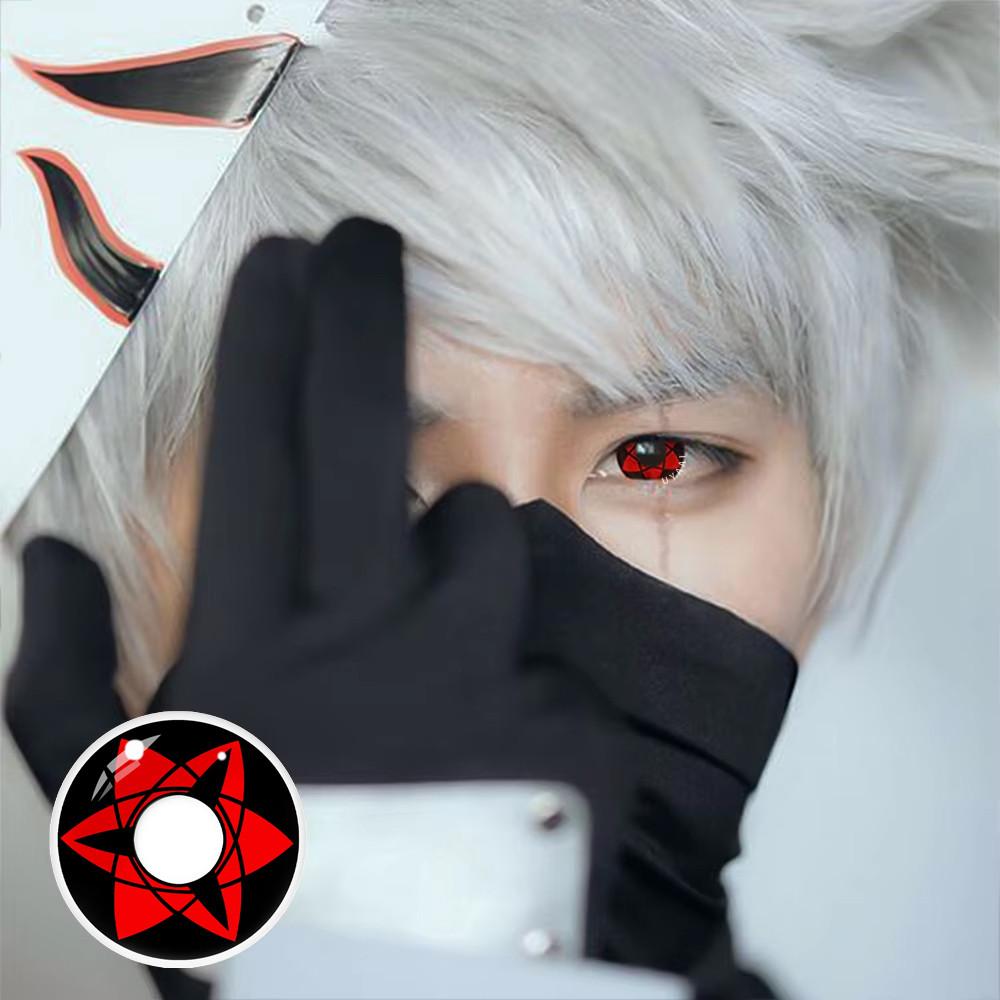 1pair Red Color Contact Lenses Naruto Uchiha Sharingan Itachi Sasuke Kakashi Madara Cosplay Anime Accessories