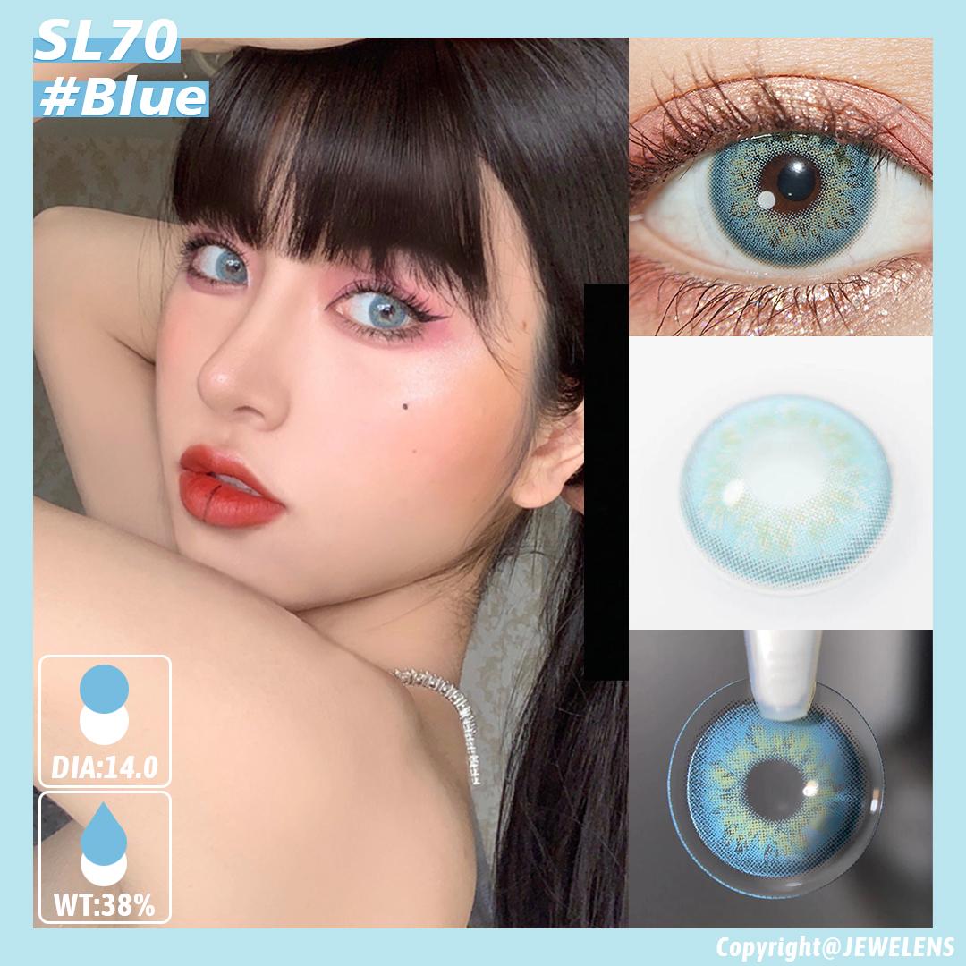 1pair Russiangirl Gray Blue Colored Contact Lenses 14mm
