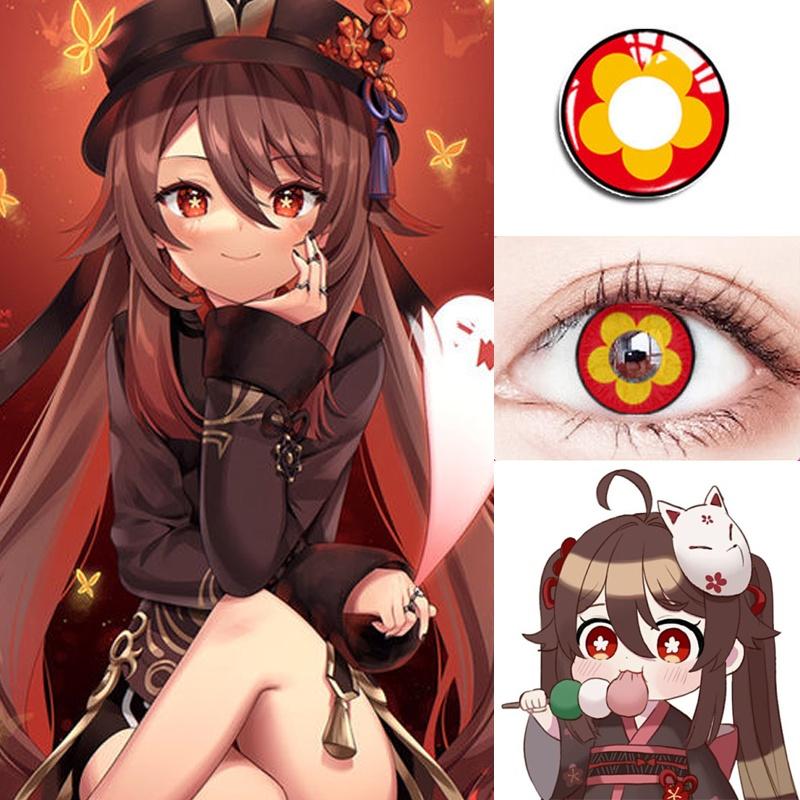 2pcs/1pair Graded Colored Contact Lenses Coloured Anime Pupil Genshin Nahida Hutao Cosplay