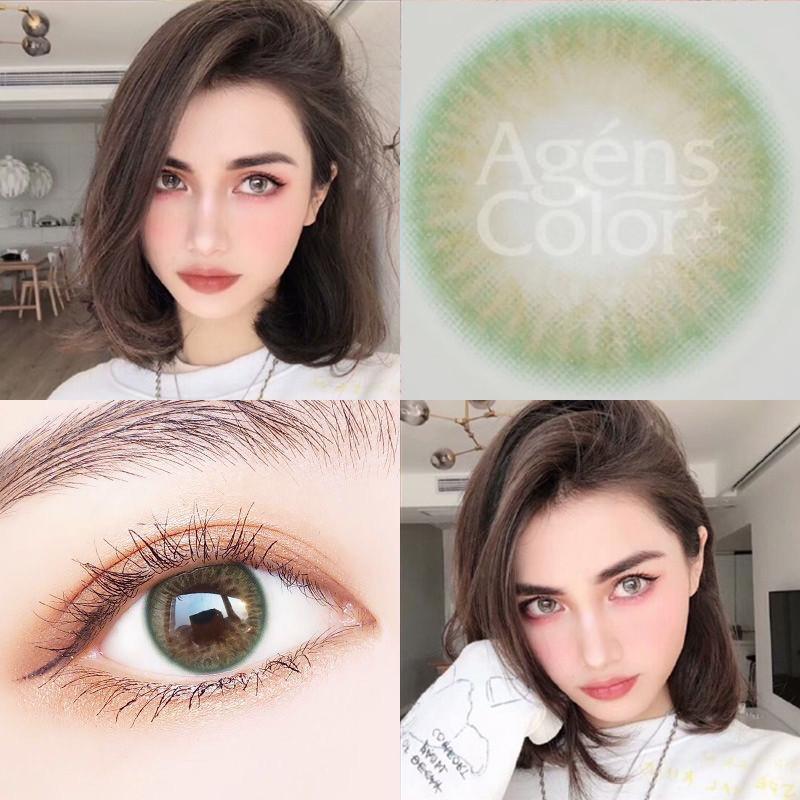 1pair Natural Green Iris Colored Contact Lenses 12months