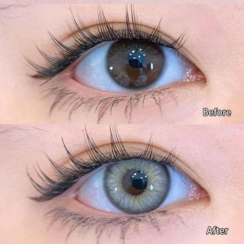 1pair GrayGreen Colored Contact Lenses Cosmetic Softlens 14.2mm