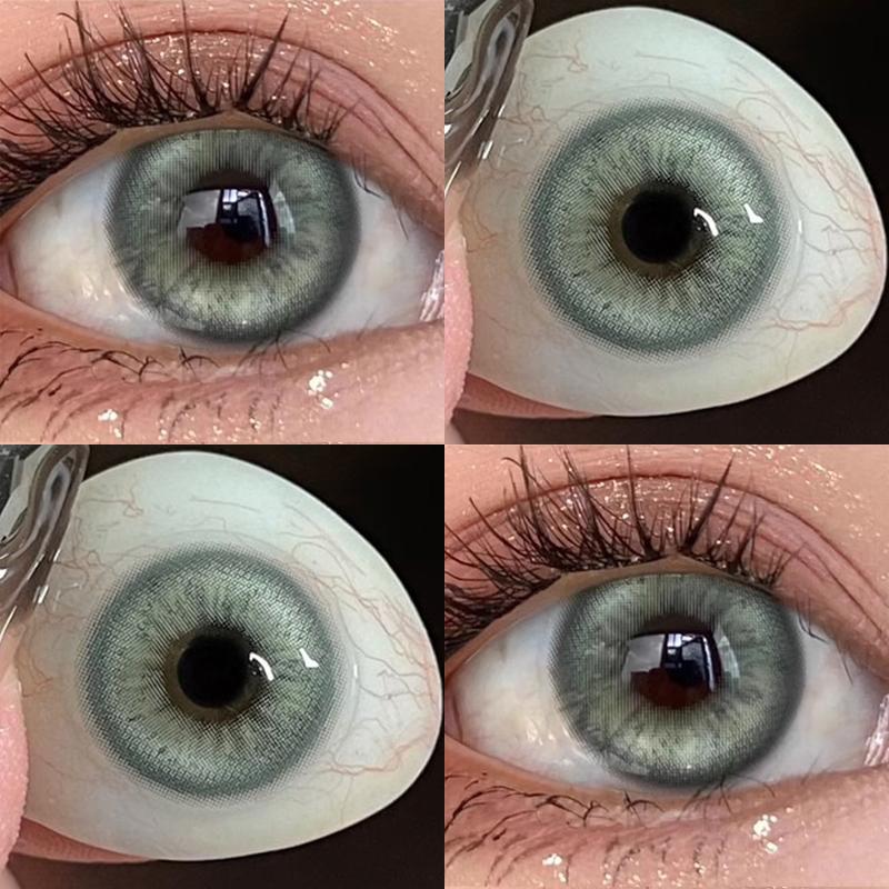 1pair Natural Green Iris Colored Contact Lenses 12months