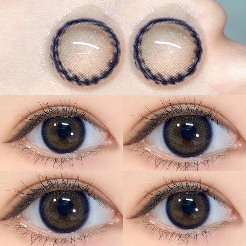 2pcs/1pair Natural Gray Brown Colored Contact Lenses 14.2mm