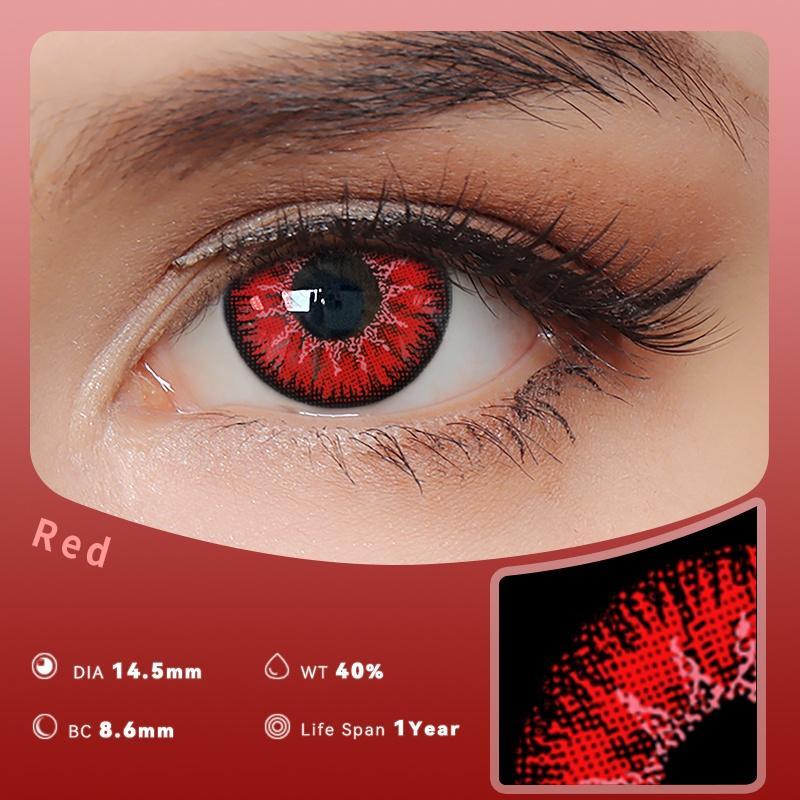 1pair Cosplay Color Contact Lenses Coloured Halloween Softlens Red Vampire Pupil 12months 1pair