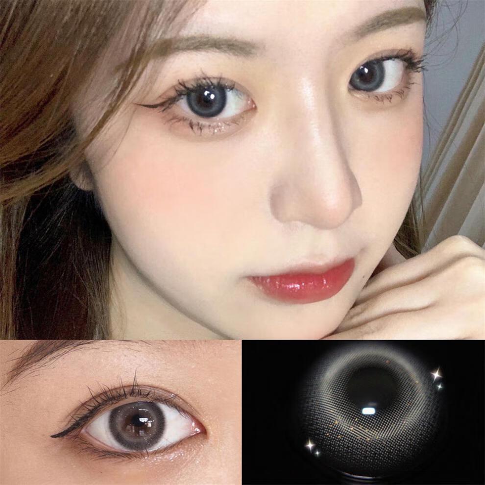 1pair Breeze Gray Brown Colored Contact Lenses 14mm Softlens