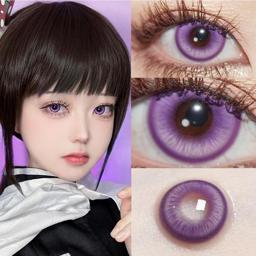 1pair Cosplay Colored Contact Lenses Purple Violet Halloween Softlens 14.2mm