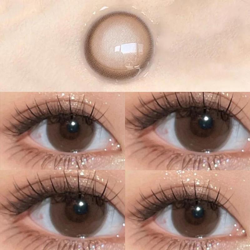 1pair Collagen Gray Brown Colored Contact Lenses 14.2mm 12months