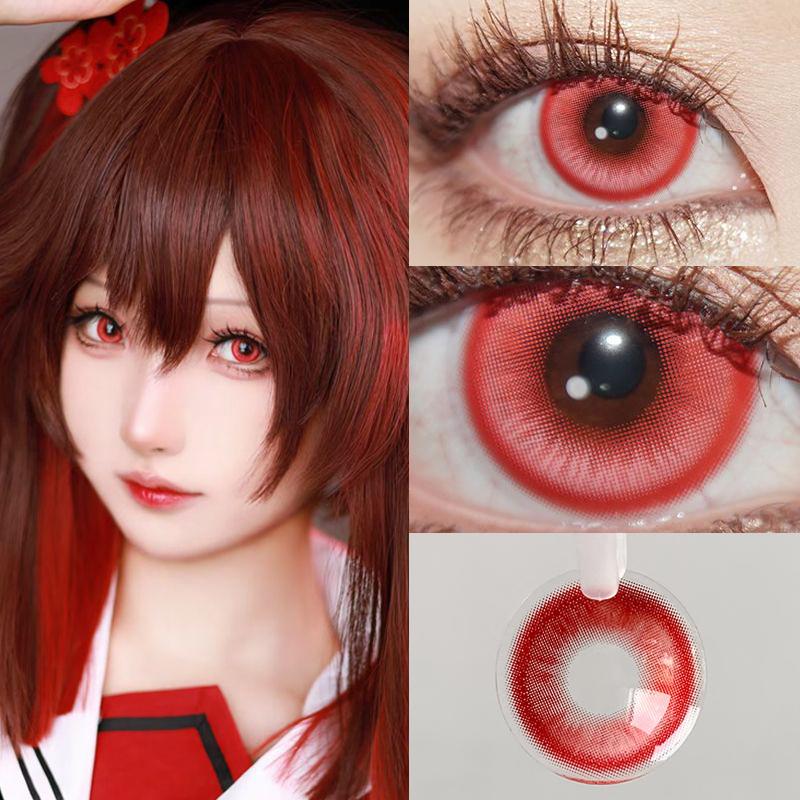1pair Cosplay Color Contact Lenses Coloured Halloween Softlens Red Vampire Pupil 12months 1pair