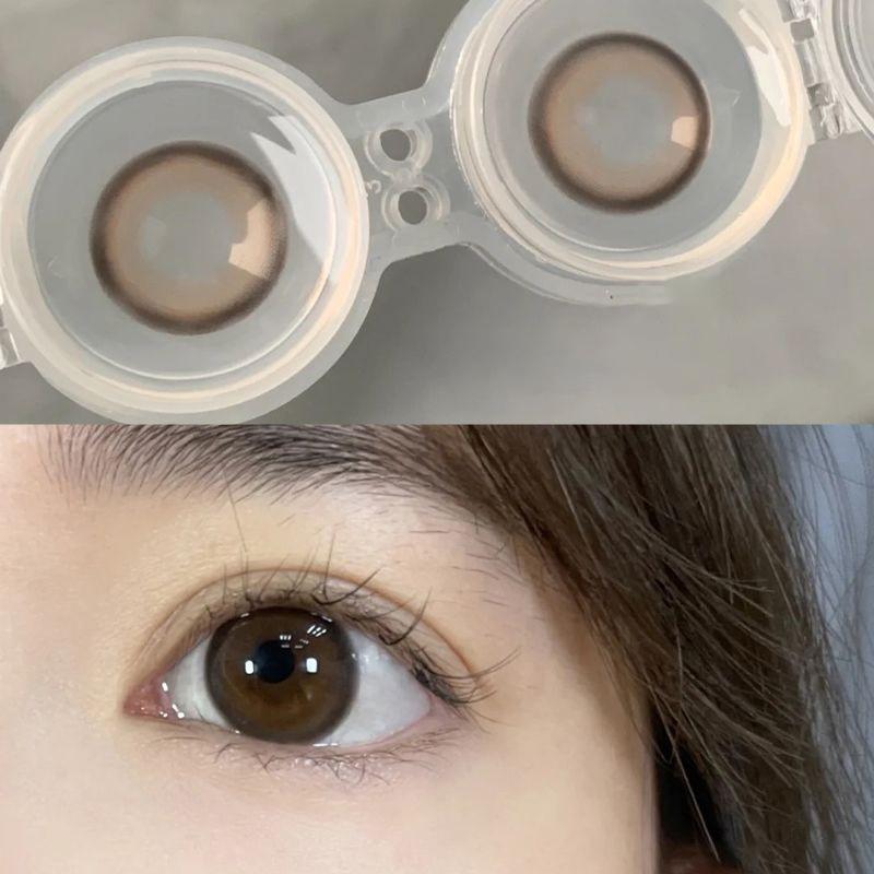 1pair Collagen Gray Brown Colored Contact Lenses 14.2mm 12months