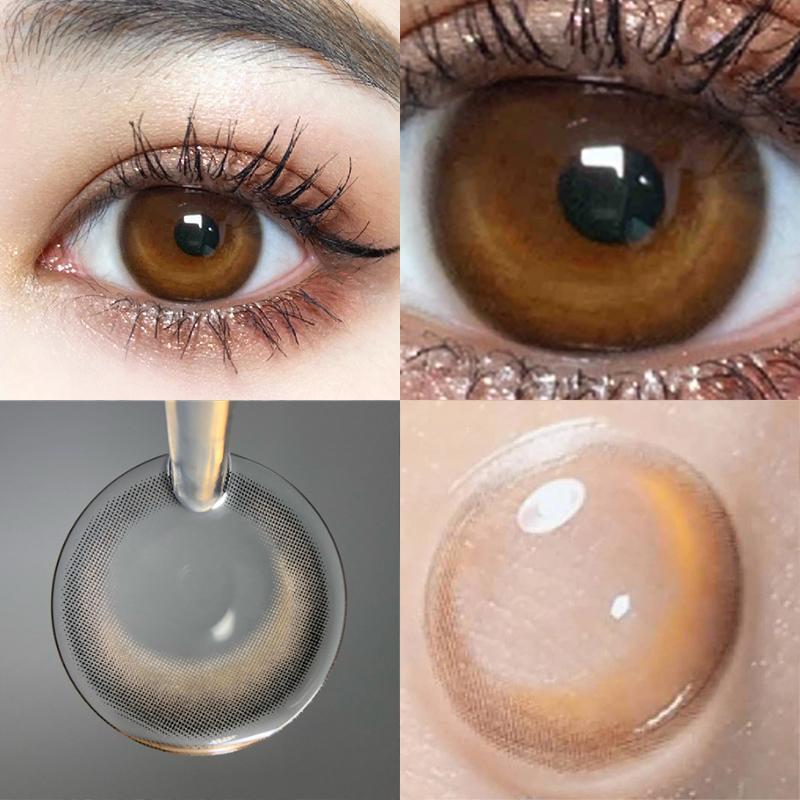 1pair Moon Brown Colored Contact Lenses 14mm