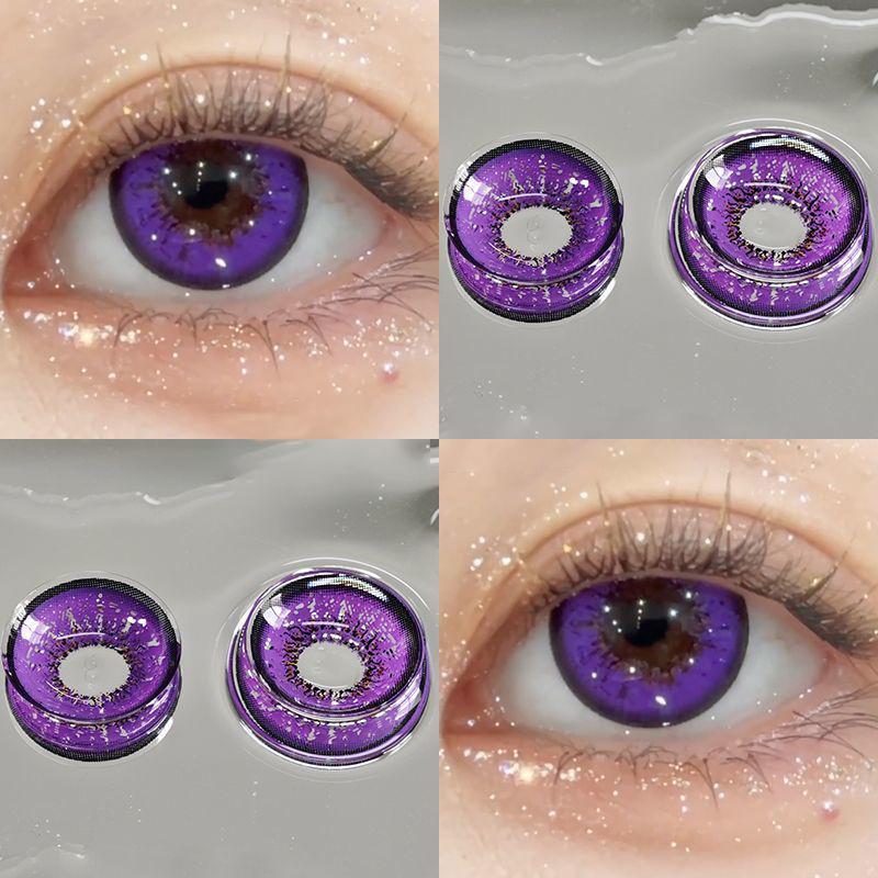 1pair Cosplay Colored Contact Lenses Purple Violet Halloween Softlens 14.2mm