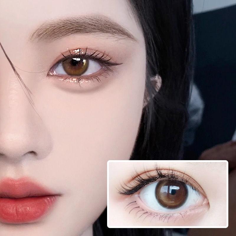 1pair Moon Brown Colored Contact Lenses 14mm