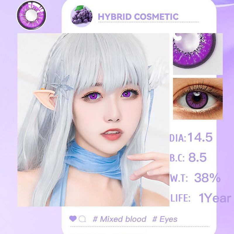 Myopia 2pcs/1pair Cosplay Colored Contact Lenses Eyemakeup Coloured Anime Purple Pupil