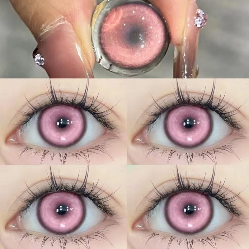 1pair Cosplay Blue Green Red Gray Pink Yellow Cateye Color Contact Lenses Halloween Scary lens Softlens 14.5mm