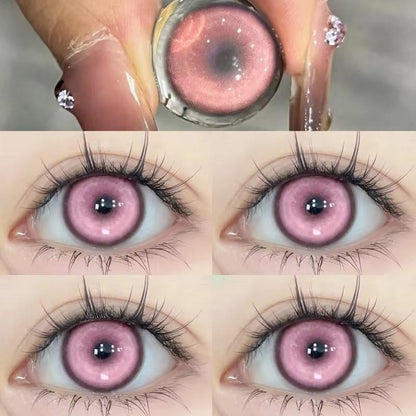 1pair Cosplay Blue Green Red Gray Pink Yellow Cateye Color Contact Lenses Halloween Scary lens Softlens 14.5mm