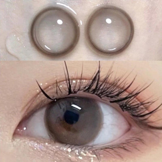 1pair Collagen Gray Brown Colored Contact Lenses 14.2mm 12months