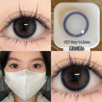 2pcs/1pair Natural Gray Brown Colored Contact Lenses 14.2mm