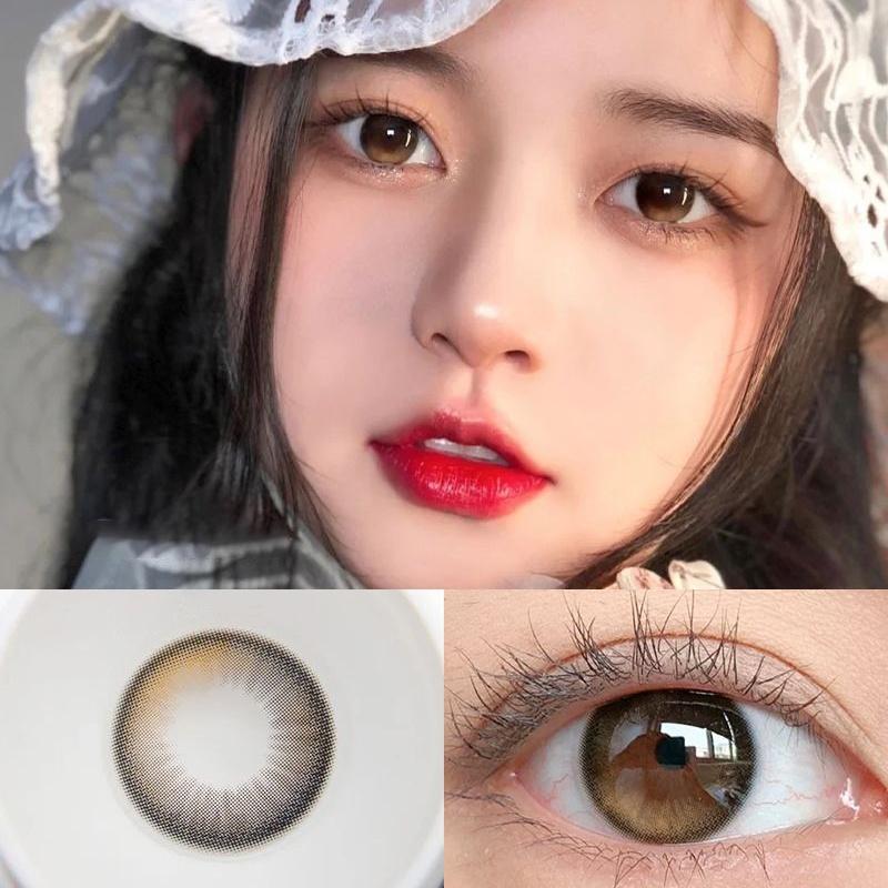 Graded 2pcs/1pair Amber Colored Contact Lenses Coloured Cosmetic Softlens