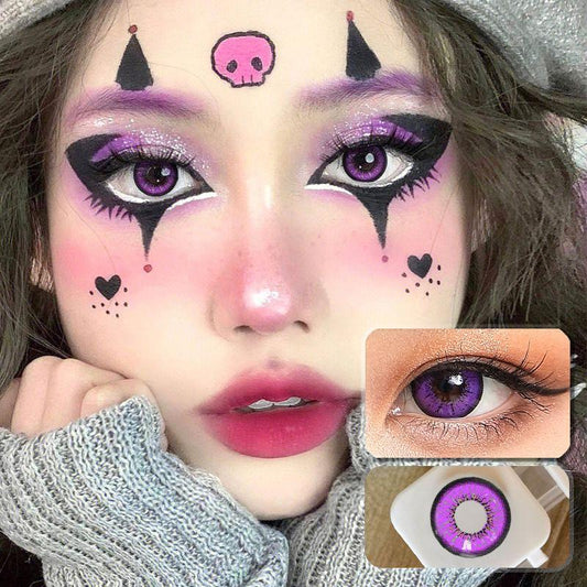 Myopia 2pcs/1pair Cosplay Colored Contact Lenses Eyemakeup Coloured Anime Purple Pupil