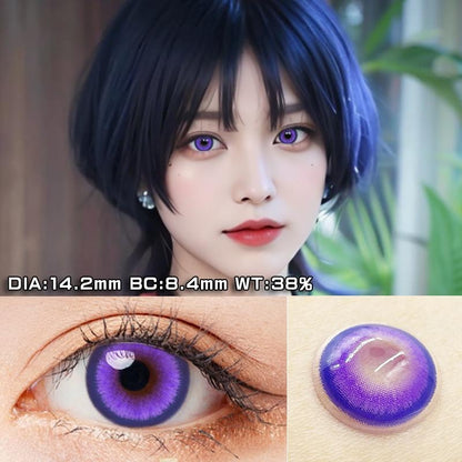 JeweLens 2 peças/1 par Lentes de contato coloridas fortes roxas de anime cosplay