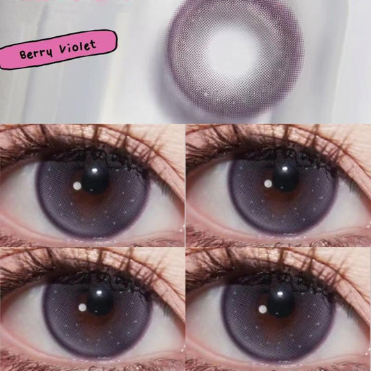 Graded 2pcs/1pair Berry Violet Color Contact Lenses 14.2mm Softlens