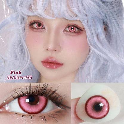 Graded 1pair Anime Cosplay Color Contact Lenses Pink Pupil Softlens Halloween 14.5mm